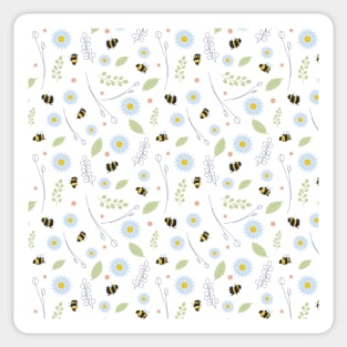 Bumblebee and Flower Pattern Sticker